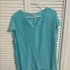 Counterparts Aqua Short Sleeve Blouse